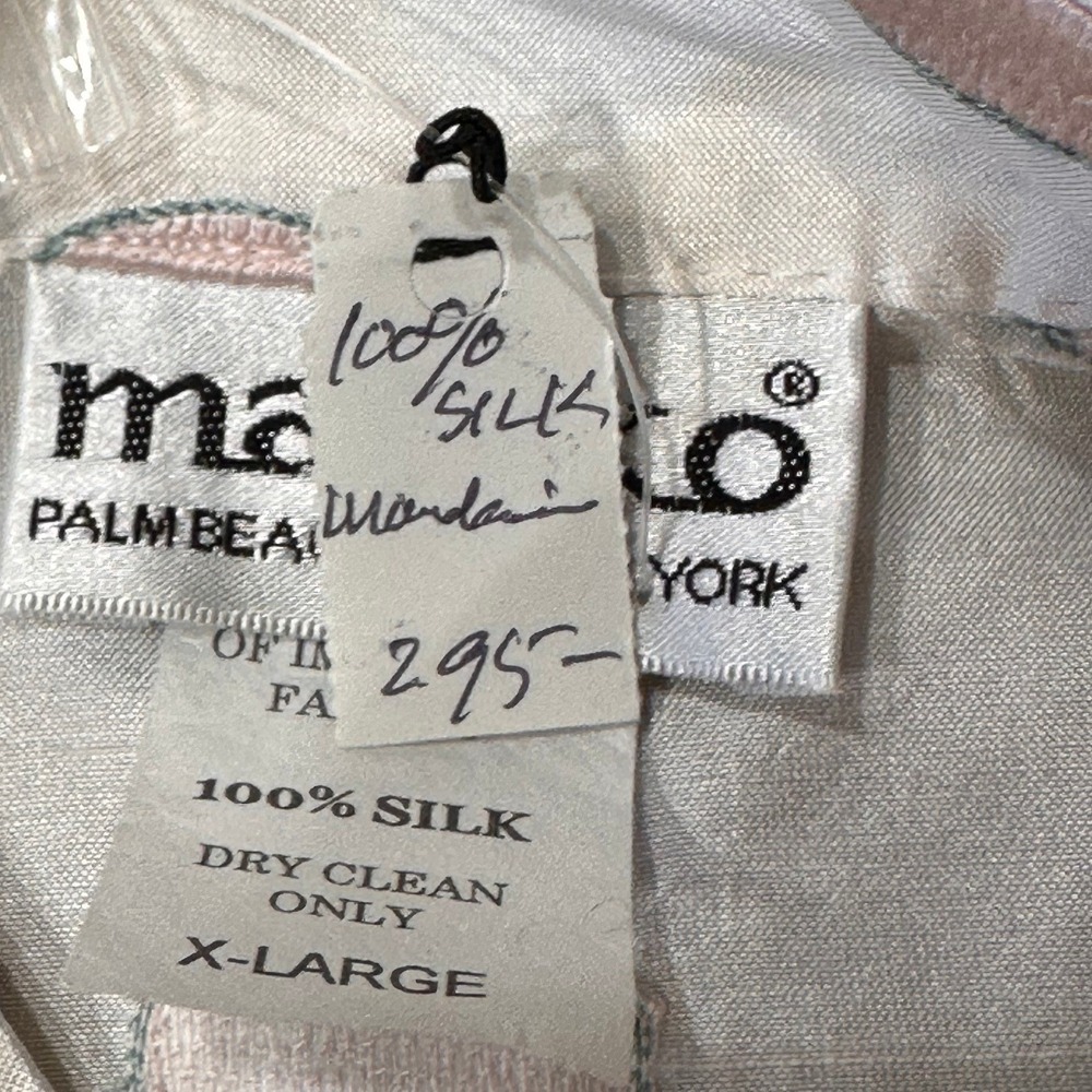 Mariko NWT Silk Duster Jacket SZ XL White Pink Polka Dot Embroidered Long Coat - Picture 9 of 14